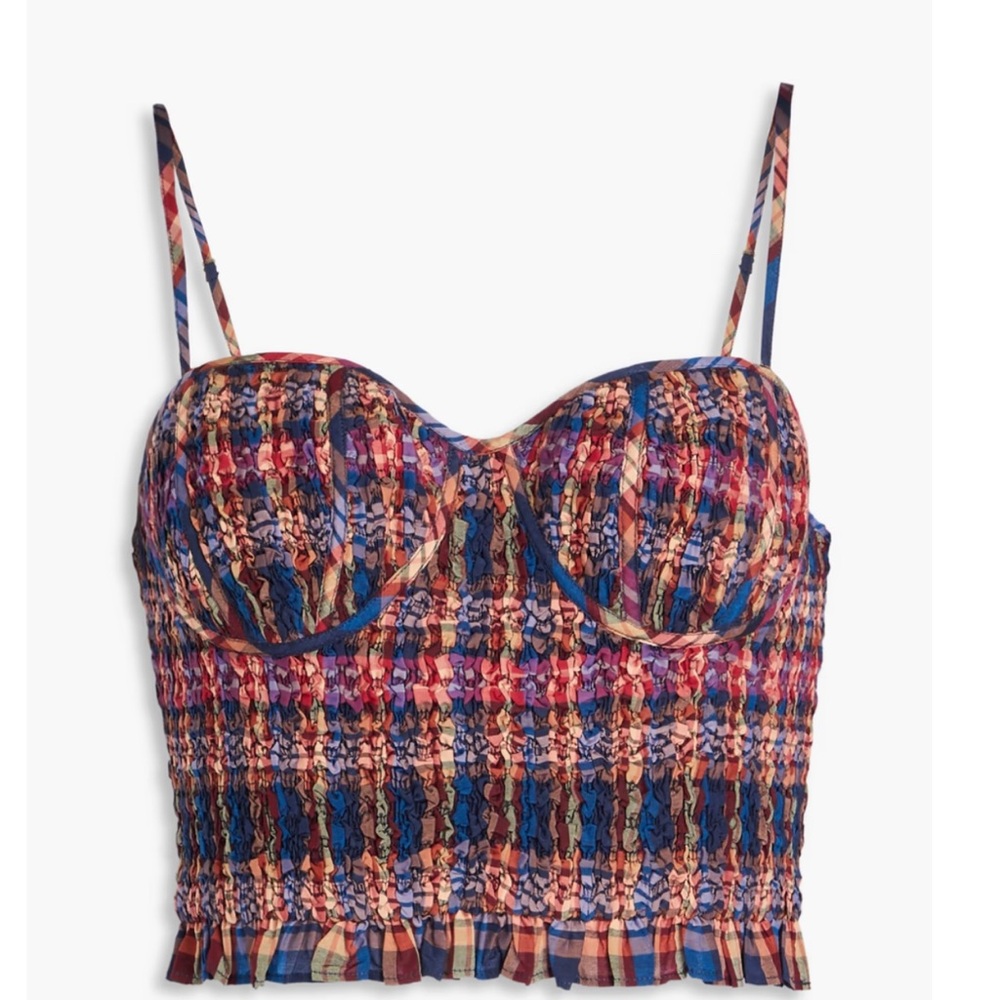 Ulla Johnson Black and Red Bustier Crop Top